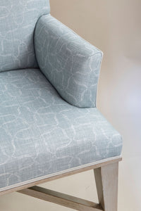 Blue Kerry Arm Chair w Silver Leaf Legs