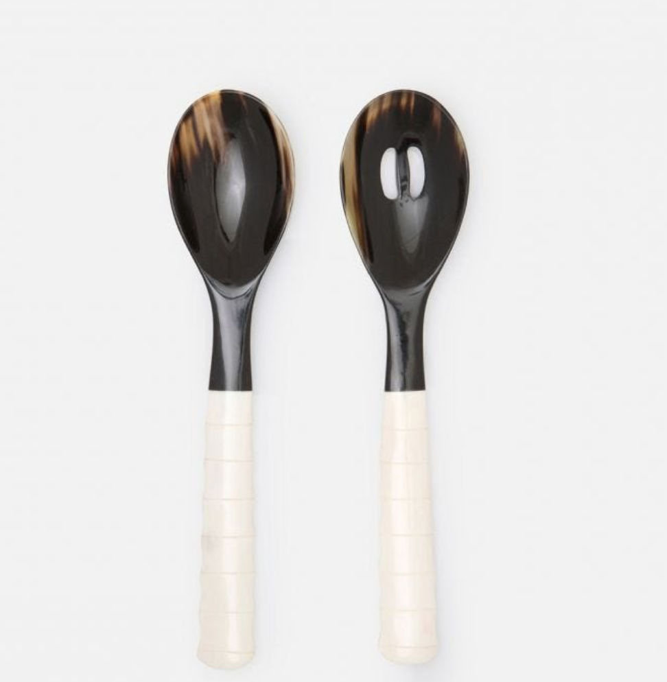 Mixed Black Natural 2-Piece Serving Spoon Set