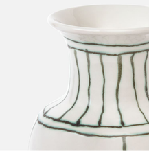 Load image into Gallery viewer, Large Hand-Painted Green Lined Vase