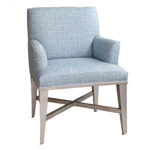 Blue Kerry Arm Chair w Silver Leaf Legs