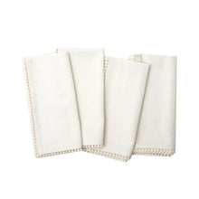 Load image into Gallery viewer, Ivory Cotton Canvas Pom Pom Napkins, Set of 4